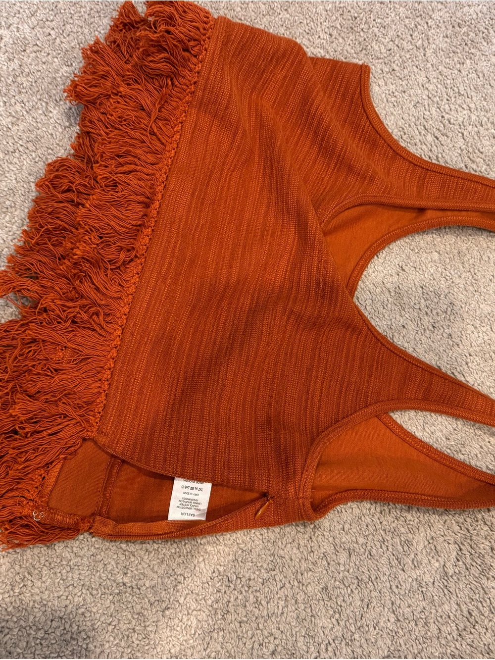 Saylor Two-Piece Rust Fringe Crop Top & Skirt Set - Picture 3 of 5